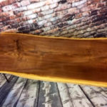 Walnut coffee table with hammered hairpin legs 2